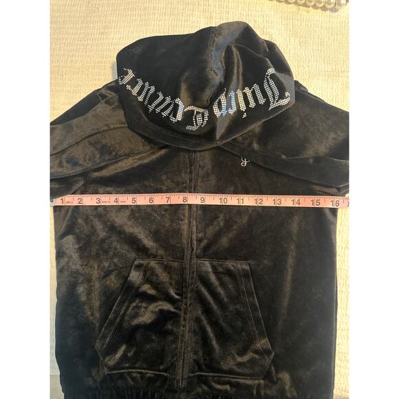 Juicy Couture Girls' Plush Velour zipper Hoodie Sweatshirt Black/studs Sz M 8-10 - Picture 7 of 7